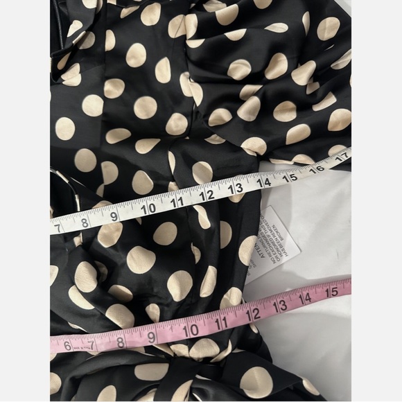 NEW IEENA Mac Duggal [ 0‎ ] Polka Dot Puff Sleeve Soft Tie Tuxedo Dress Black - Picture 6 of 16
